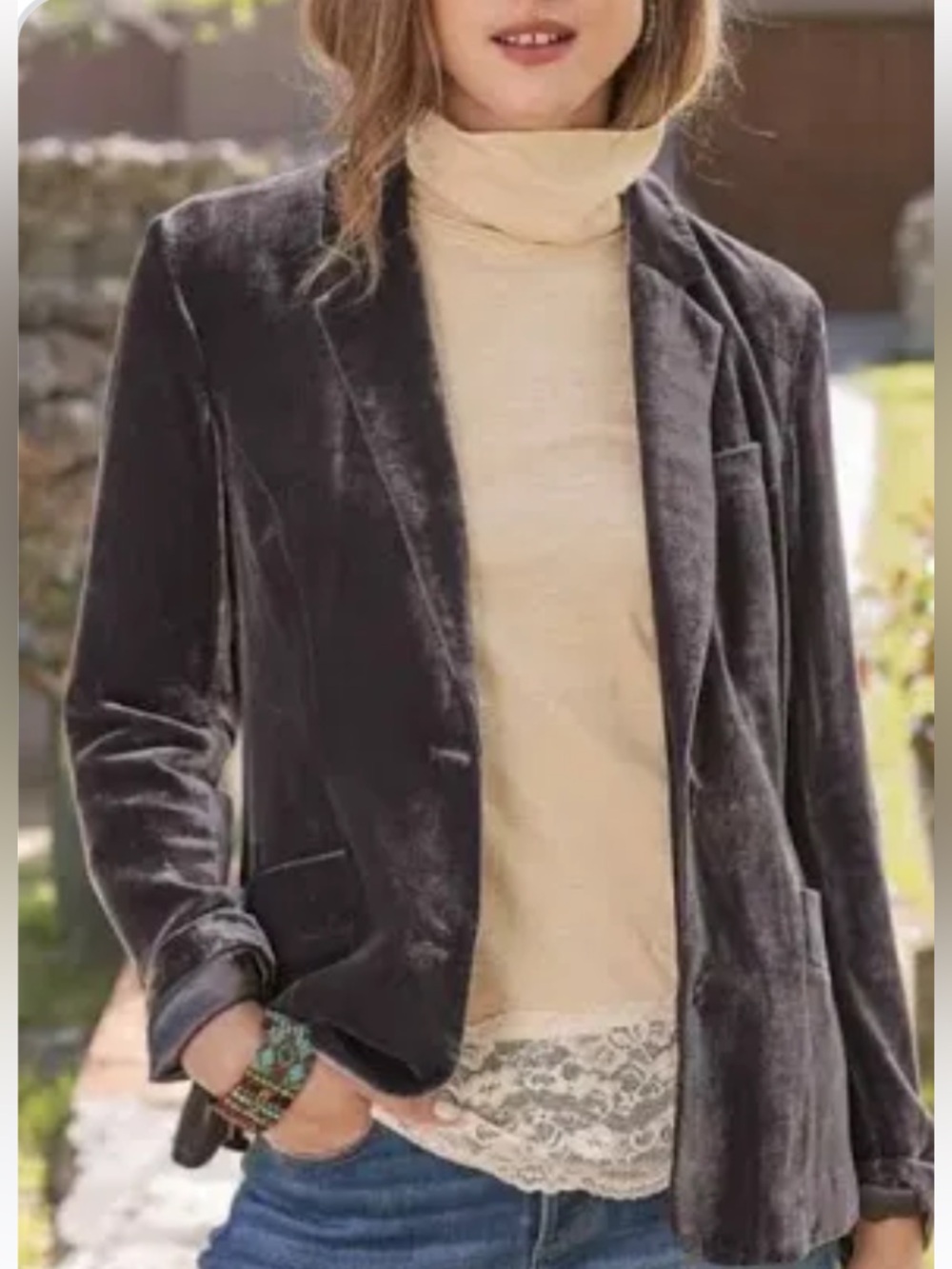 Sundance Gray Iridescent Velvet Blazer Size 4 36”